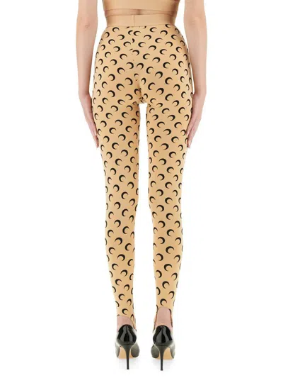 Marine Serre Beige Recycled Moon Jersey Stirrup Leggings In Brown