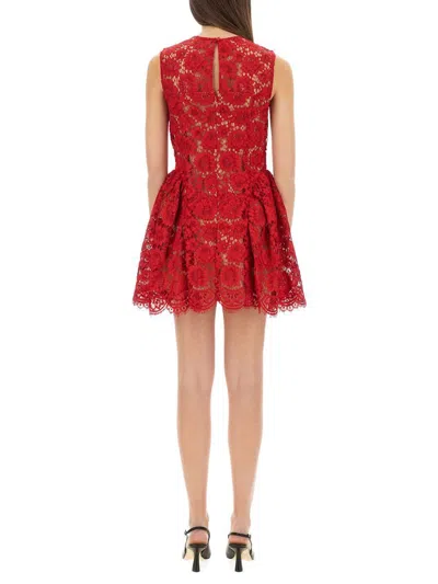 Self-portrait Red Fine Lace Pearl Mini Dresses Red