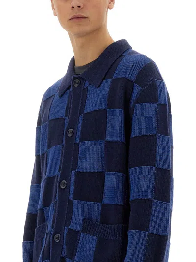 Ymc You Must Create Baker Check Pattern Knitted Cardigan