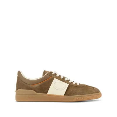 Valentino Low Top Sneaker Contrast Stitching In Green