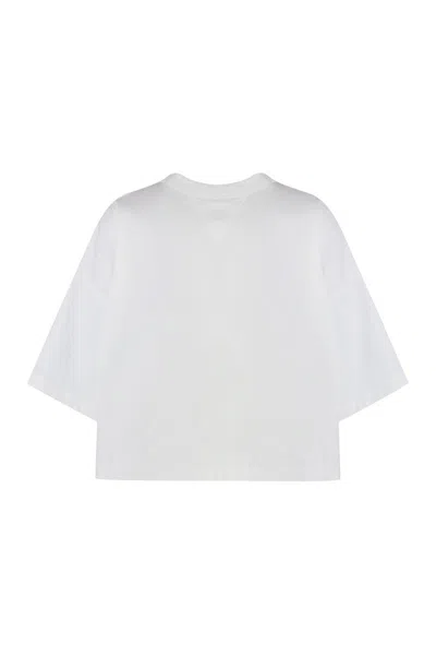 Bottega Veneta White Cropped T-shirt With Heart Detail On The Pocket In Cotton Woman In White