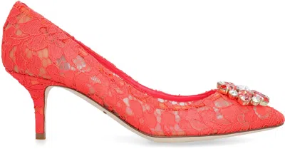 Dolce & Gabbana Bellucci 60 Brooch Embellished Lace Pumps