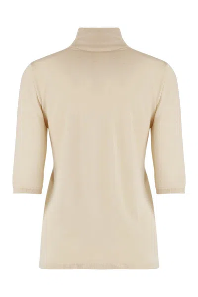 Max Mara Cecina Virgin Wool Turtleneck Sweater In Neutral
