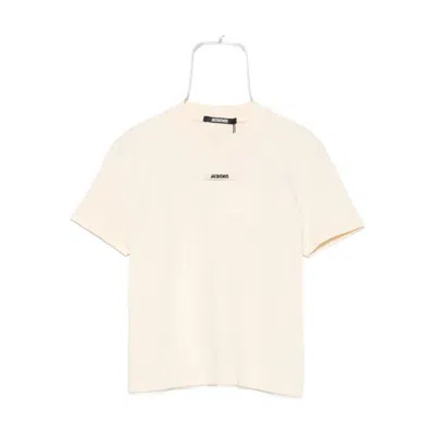 Jacquemus Gros Grain Crew Neck Cotton Blend Top In Neutral