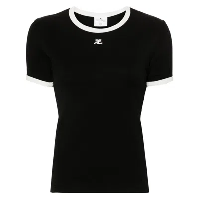 Courrèges Signature Contrast T-shirt In Black