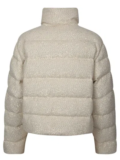 Moncler Embellished Cotton Blend Thoirys Down Jacket In White
