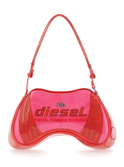 Diesel 'play' Pink Shoulder Bag With Logo Detail On The Front In Eco-leather Woman