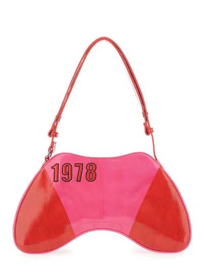 Diesel 'play' Pink Shoulder Bag With Logo Detail On The Front In Eco-leather Woman