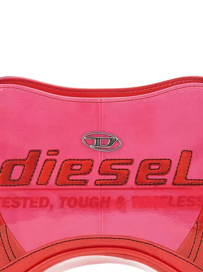 Diesel 'play' Pink Shoulder Bag With Logo Detail On The Front In Eco-leather Woman