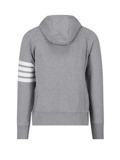 Thom Browne Mens Light Grey Striped Brand-patch Cotton-jersey Hoody