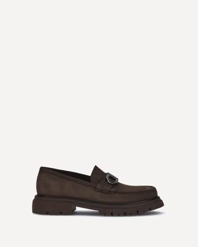 Ferragamo Tank Sole Suede Loafers In Brown