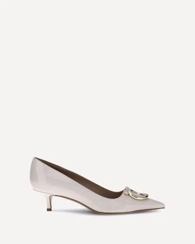 Ferragamo 50mm Gancini Patent-leather Pumps In Neutral