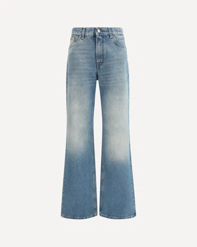 Haikure Wide-leg Denim Trousers Faded Effect In Blue