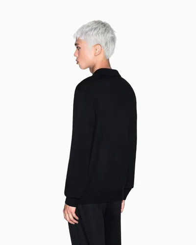Armani Exchange Knitted Polo Shirts In Black