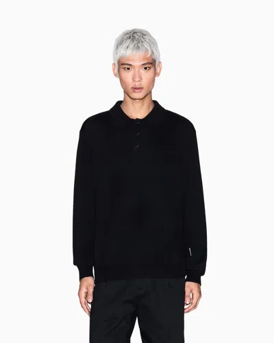 Armani Exchange Knitted Polo Shirts In Black