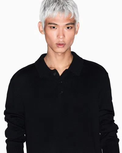 Armani Exchange Knitted Polo Shirts In Black