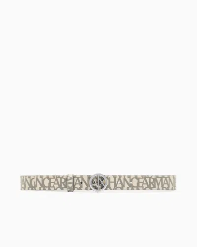 Armani Exchange Eco-leather Belt With Round Logo Buckle In Metallic