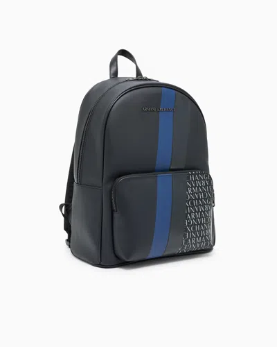 Armani Exchange Backpack With Monogram And Stripes