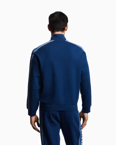 Emporio Armani Asv Double-jersey Full-zip Sweatshirt With Logo Stripe