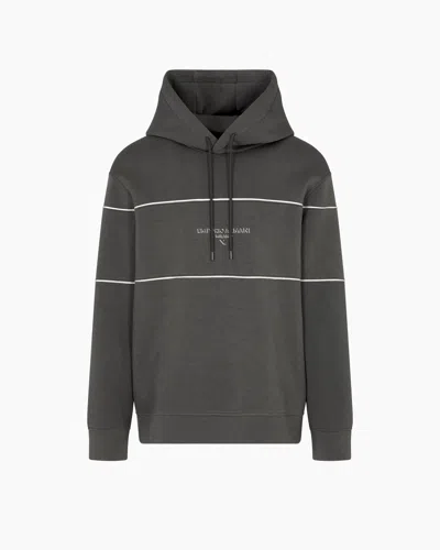 Emporio Armani Double-jersey Hooded Sweatshirt With 3d-effect Logo