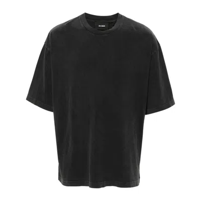 Axel Arigato Grey Crewneck T-shirt With Typo Embroidery In Black