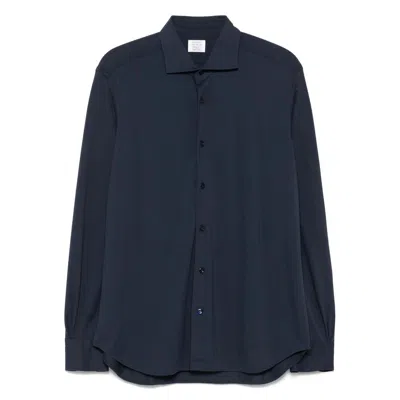 Mazzarelli Leather Shirts In Blue