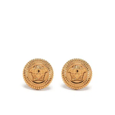Versace Men Medusa Plaque Earrings In Gold