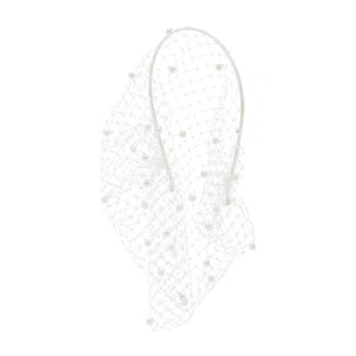 Jennifer Behr Violette Pearl-embellished Veil Headband In White