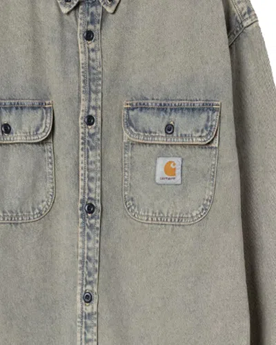 Carhartt Oversized Shirt Crafted From Sandblasted Cotton Denim In Blue