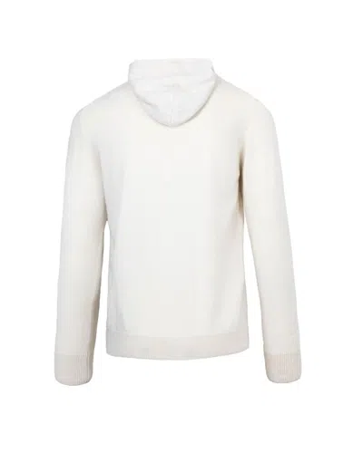 Eleventy Beige Full Zip Sweater In White