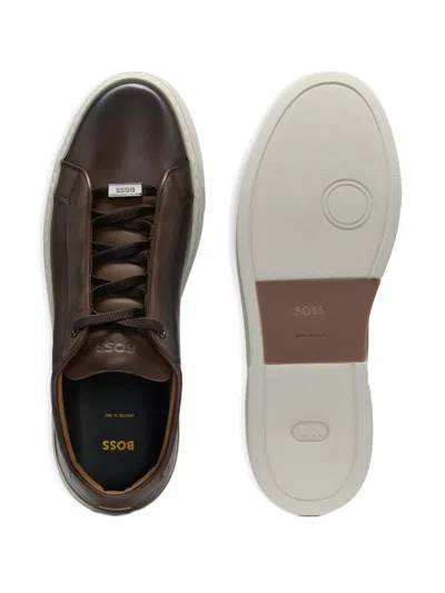 Hugo Boss Gary Leather Trainers With Suede Backtab