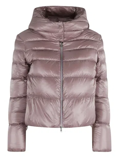 Herno Hooded Quilted Jacket In Pink