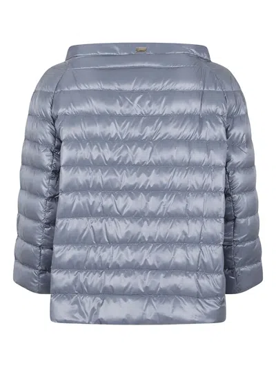 Herno Quilted Three-quarter Sleeve Jacket In Blue