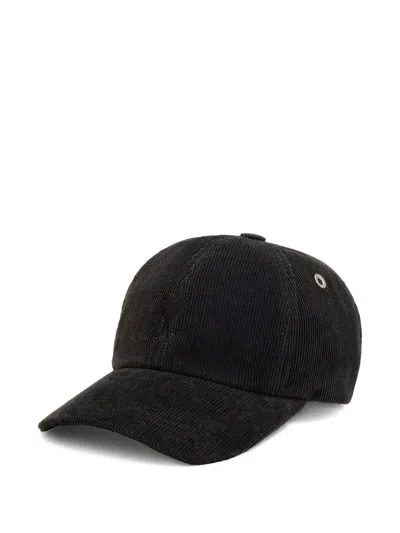 Ami Alexandre Mattiussi Ami De Coeur Corduroy Cap In Black