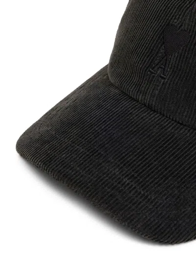 Ami Alexandre Mattiussi Ami De Coeur Corduroy Cap In Black