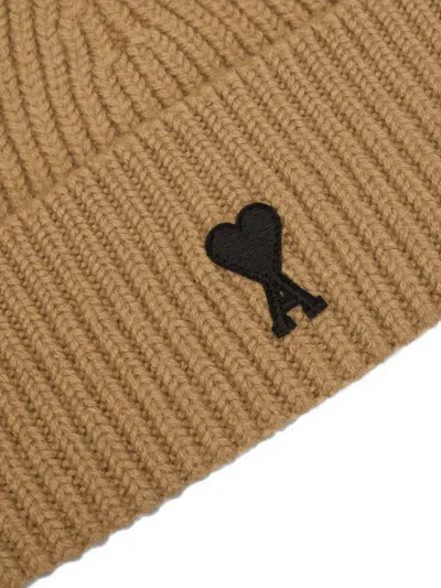 Ami Alexandre Mattiussi Ami De Coeur Wool Beanie In Gold