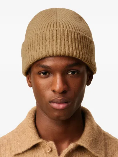 Ami Alexandre Mattiussi Ami De Coeur Wool Beanie In Gold