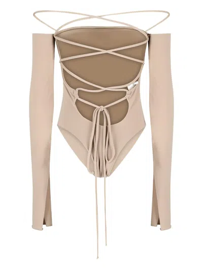The Andamane Off-shoulder Lace-up Bodysuit