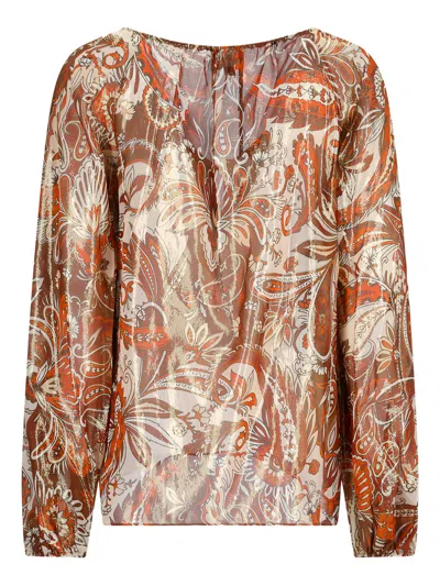 Retroféte Paisley Metallic Blouse In Orange