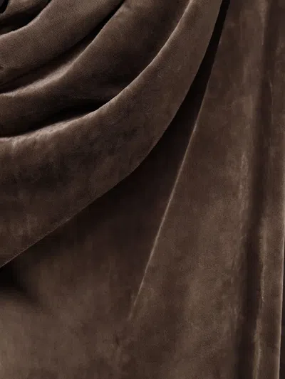 Rick Owens Draped One-shoulder Dress In Brown