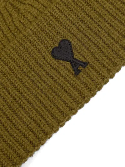 Ami Alexandre Mattiussi Ami De Coeur Wool Beanie In Green