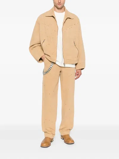 Etudes Studio Zipped Paint-splatter Jacket In Brown