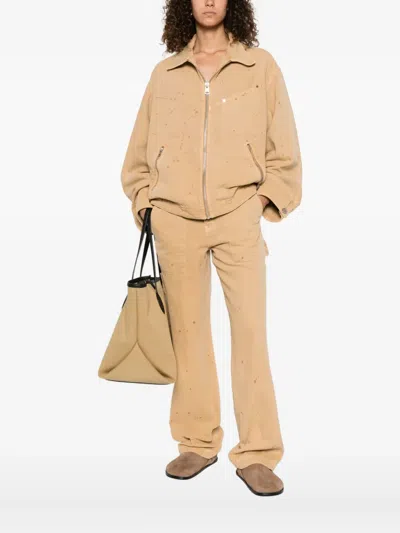 Etudes Studio Zipped Paint-splatter Jacket In Brown