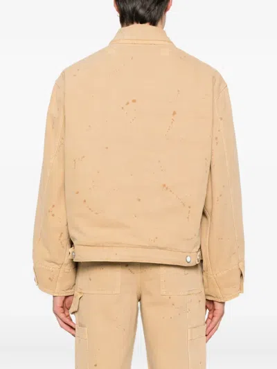 Etudes Studio Zipped Paint-splatter Jacket In Brown