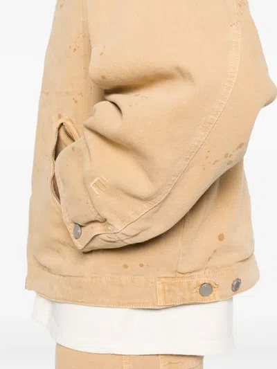 Etudes Studio Zipped Paint-splatter Jacket In Brown
