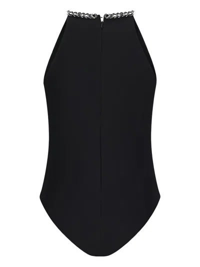 David Koma Chain-embellished One-shoulder Bodysuit In Black