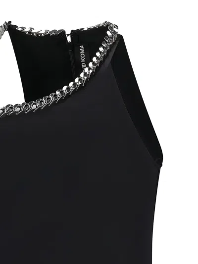 David Koma Chain-embellished One-shoulder Bodysuit In Black