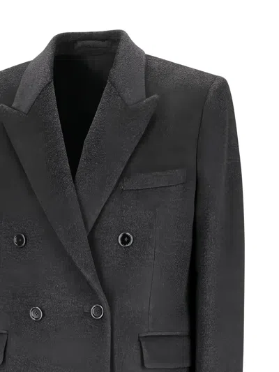Lardini Double-breasted Wool Coat In Gray