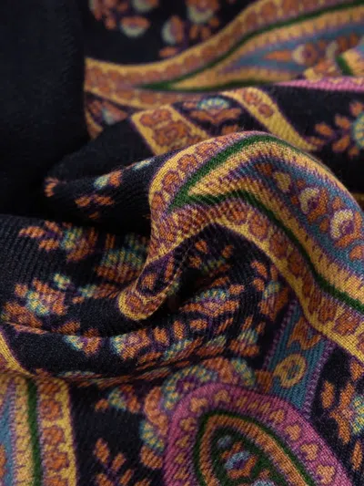 Etro Paisley-pattern Scarf In Black