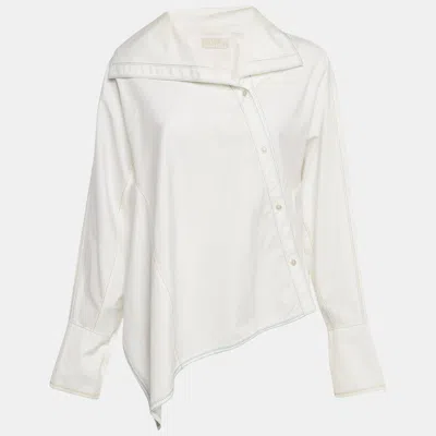 Pre-owned Peter Pilotto White Cotton Asymmetric Blouse M